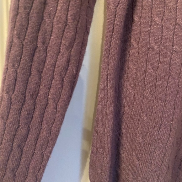 100% Cashmere Sweater Small Purple Cable Knit 2-Ply Pullover Soft Cozy - Picture 4 of 5